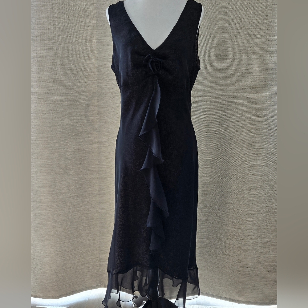 Black Maxi Dress, ALAGO, Formal, Ruffle Detail, Black, Figure Flattering Size 12